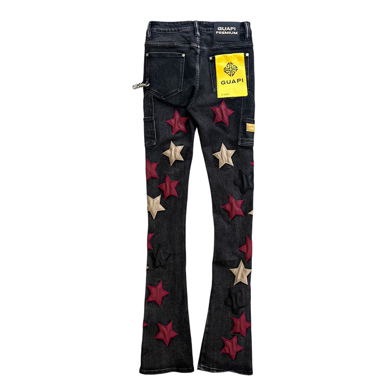 WINE RED STARS DENIM -BLACK-