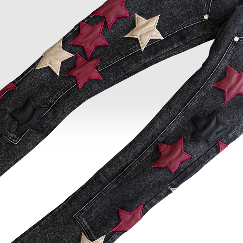 WINE RED STARS DENIM -BLACK-