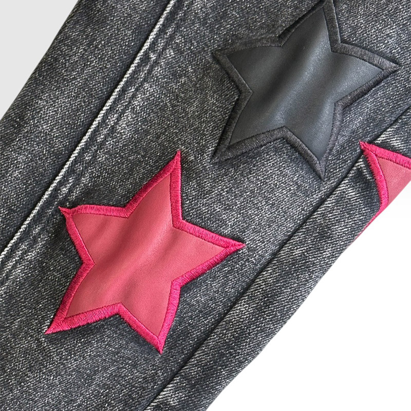 WINE RED STARS DENIM -BLACK-