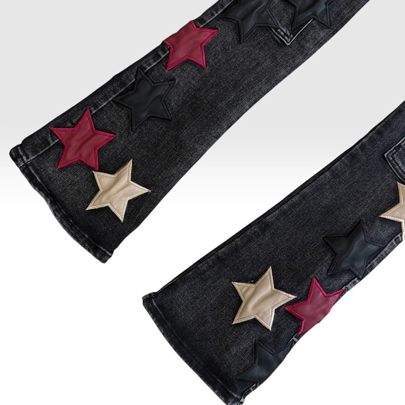 WINE RED STARS DENIM -BLACK-