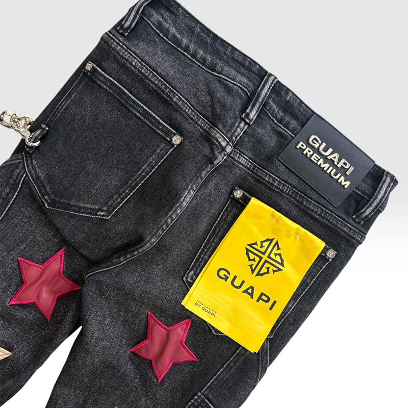 WINE RED STARS DENIM -BLACK-