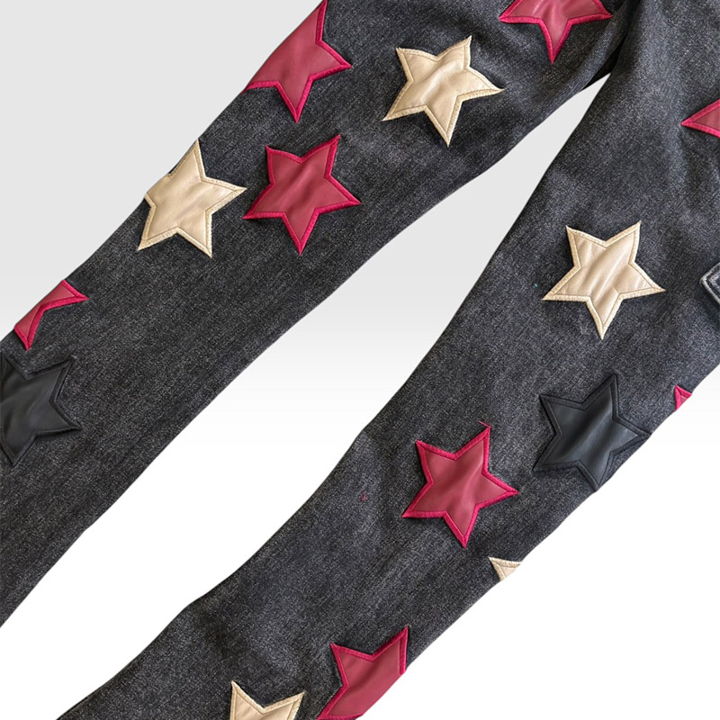 WINE RED STARS DENIM -BLACK-