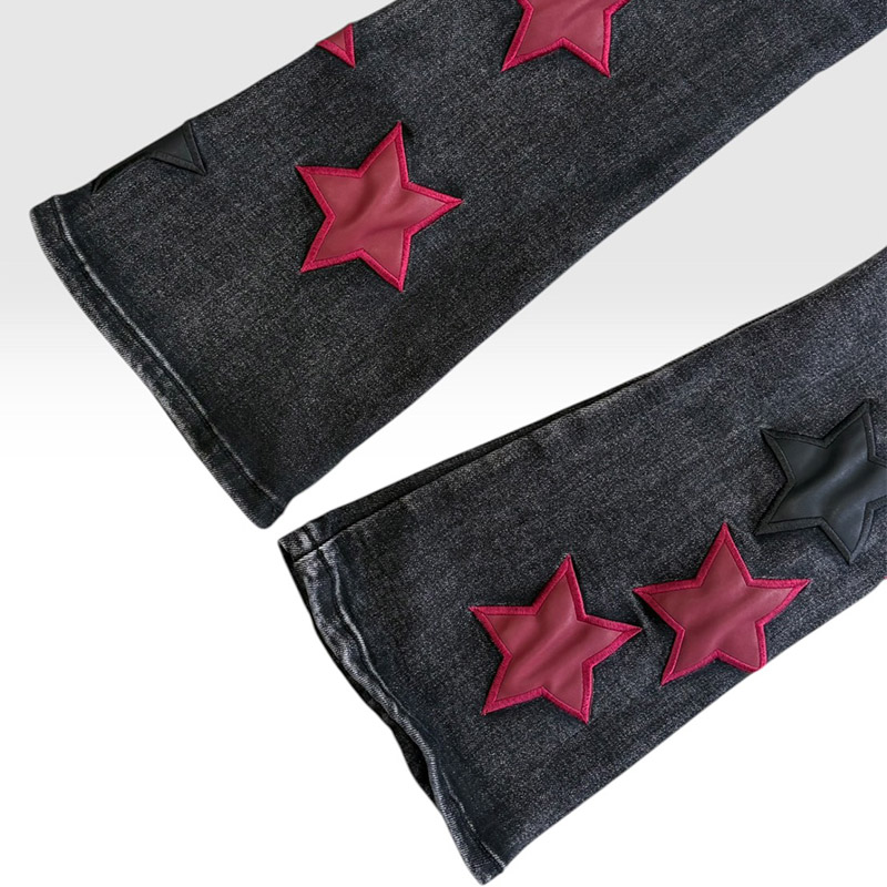 WINE RED STARS DENIM -BLACK-