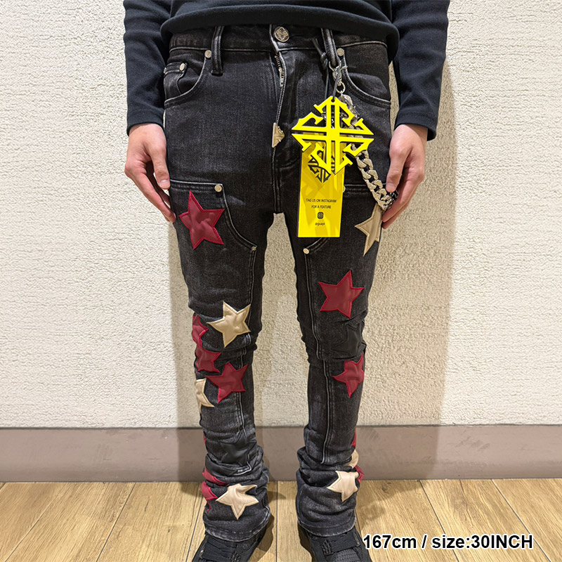 WINE RED STARS DENIM -BLACK-