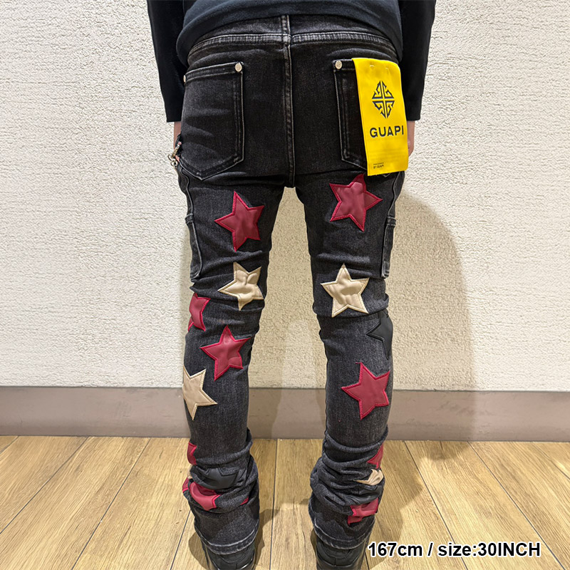 WINE RED STARS DENIM -BLACK-