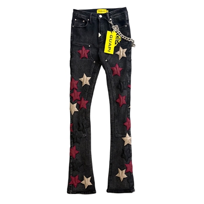 WINE RED STARS DENIM -BLACK-