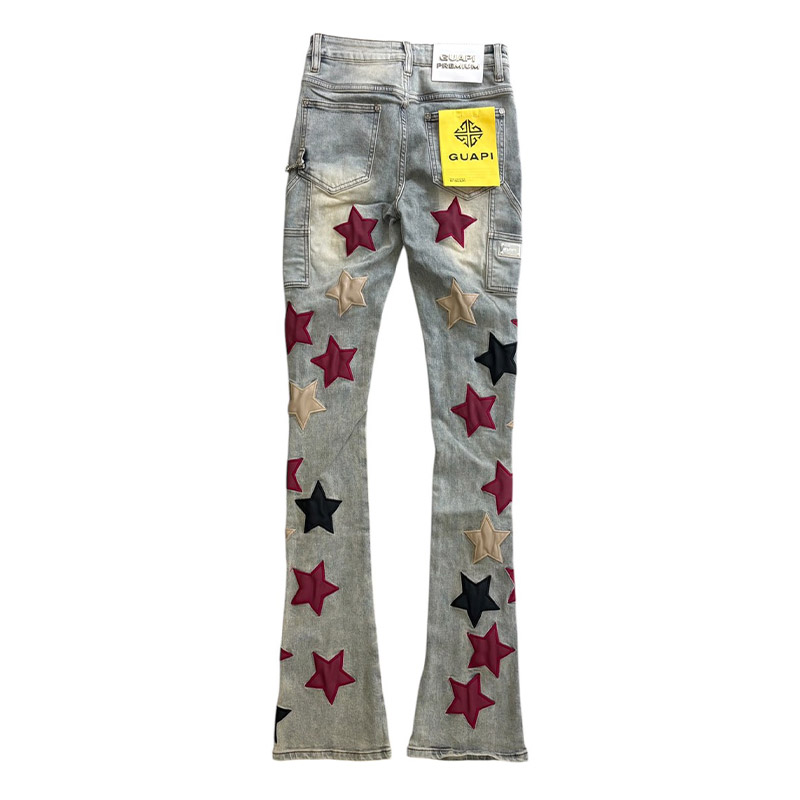 WINE RED VINTAGE STARS DENIM -LIGHT BLUE-