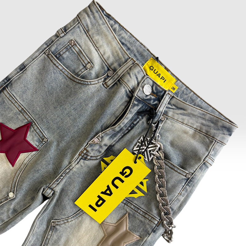 WINE RED VINTAGE STARS DENIM -LIGHT BLUE-