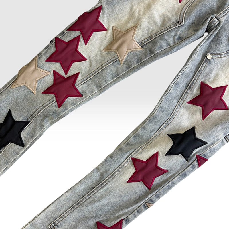 WINE RED VINTAGE STARS DENIM -LIGHT BLUE-