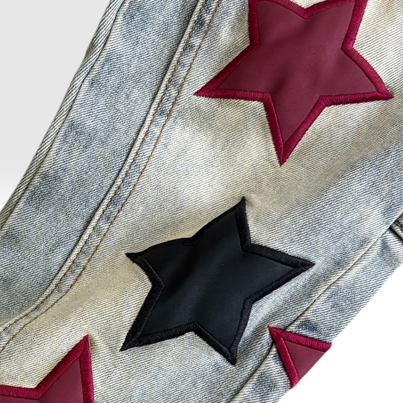 WINE RED VINTAGE STARS DENIM -LIGHT BLUE-
