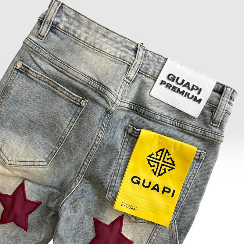 WINE RED VINTAGE STARS DENIM -LIGHT BLUE-
