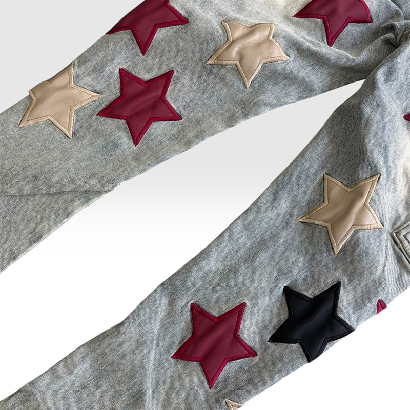 WINE RED VINTAGE STARS DENIM -LIGHT BLUE-