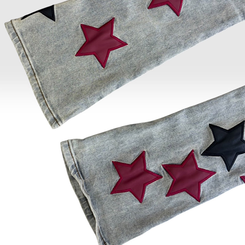 WINE RED VINTAGE STARS DENIM -LIGHT BLUE-