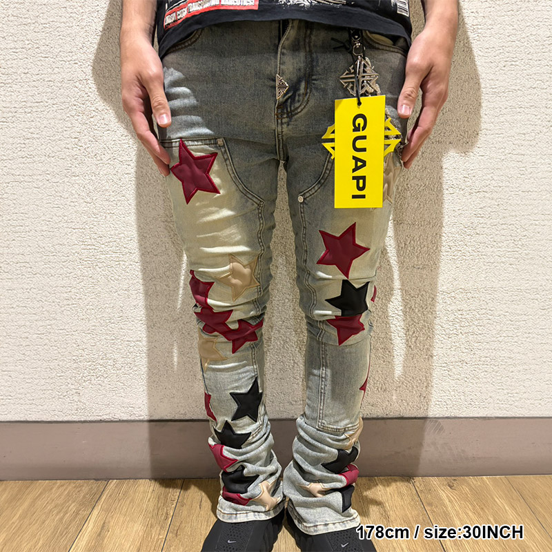 WINE RED VINTAGE STARS DENIM -LIGHT BLUE-