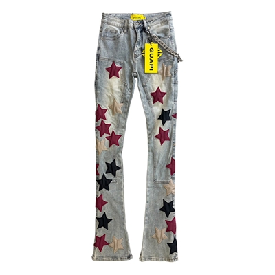 WINE RED VINTAGE STARS DENIM -LIGHT BLUE-