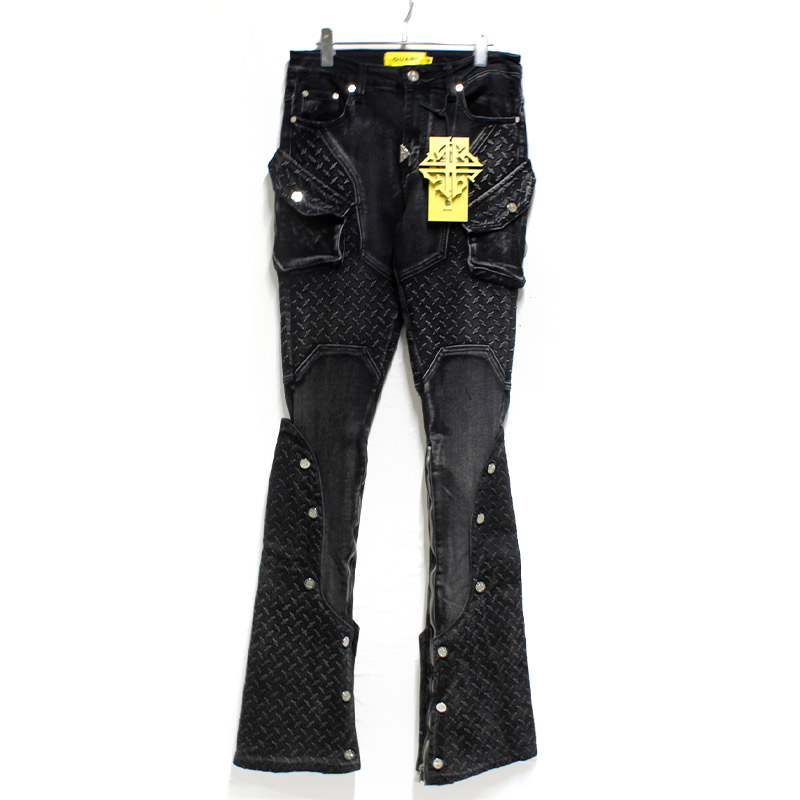 VINTAGE BLACK STEEL PLATE DENIM -BLACK-