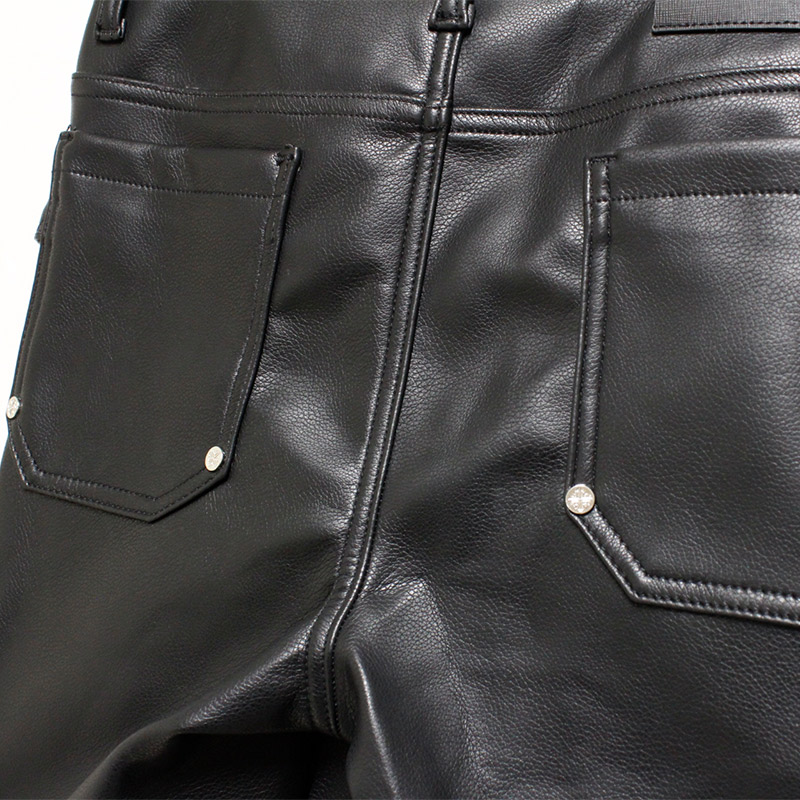 OBSIDISN BLACK CARGO LEATHER PANTS -BLACK-
