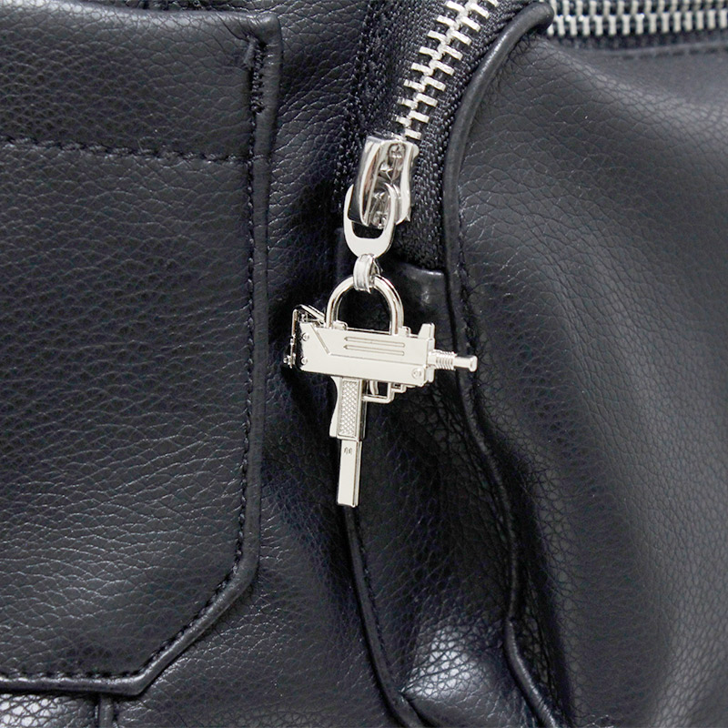 OBSIDISN BLACK CARGO LEATHER PANTS -BLACK-