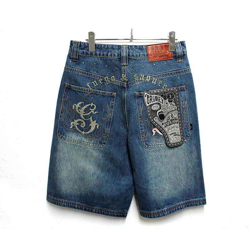 CHIEF WATCHER BAGGY DENIM SHORTS -2.COLOR-