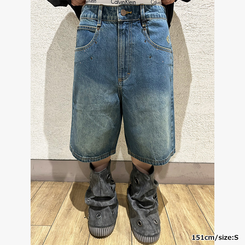 CHIEF WATCHER BAGGY DENIM SHORTS -2.COLOR-