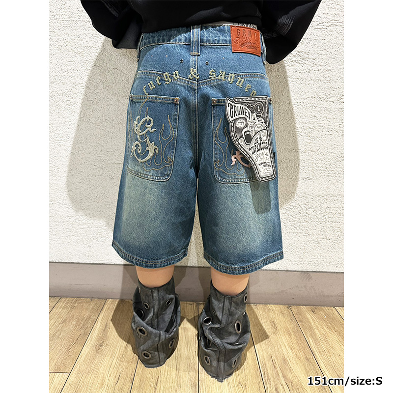 CHIEF WATCHER BAGGY DENIM SHORTS -2.COLOR-