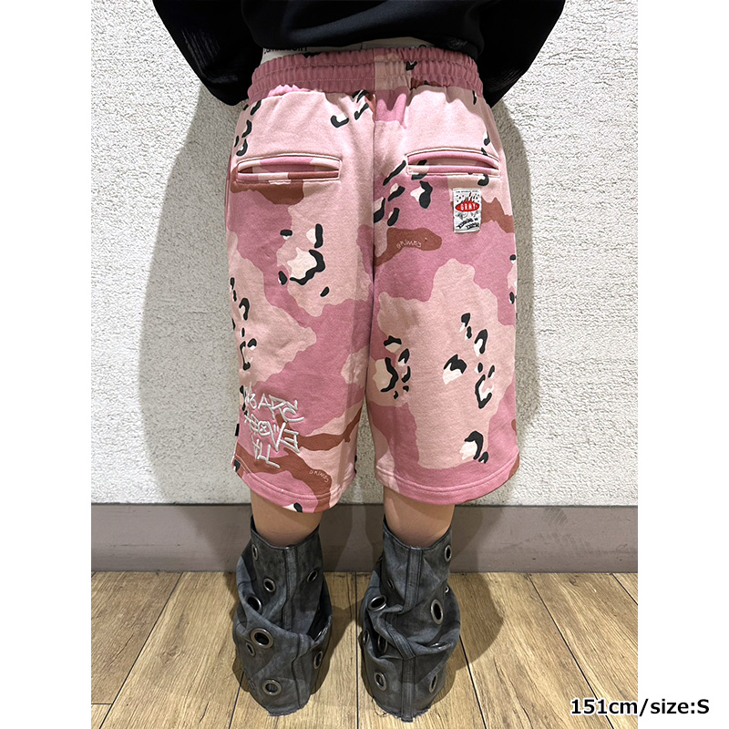 CONCREAT JUNGLE ALL OVER PRINT BAGGY SWEAT SHORTS -2.COLOR-