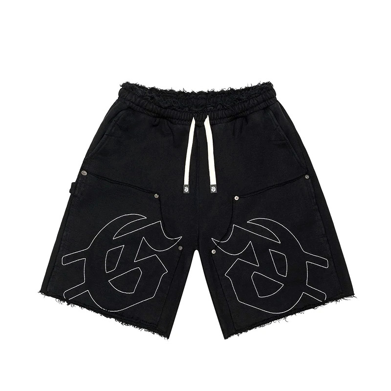 CARPENTER DISTRESSED SHORTS -BLACK-