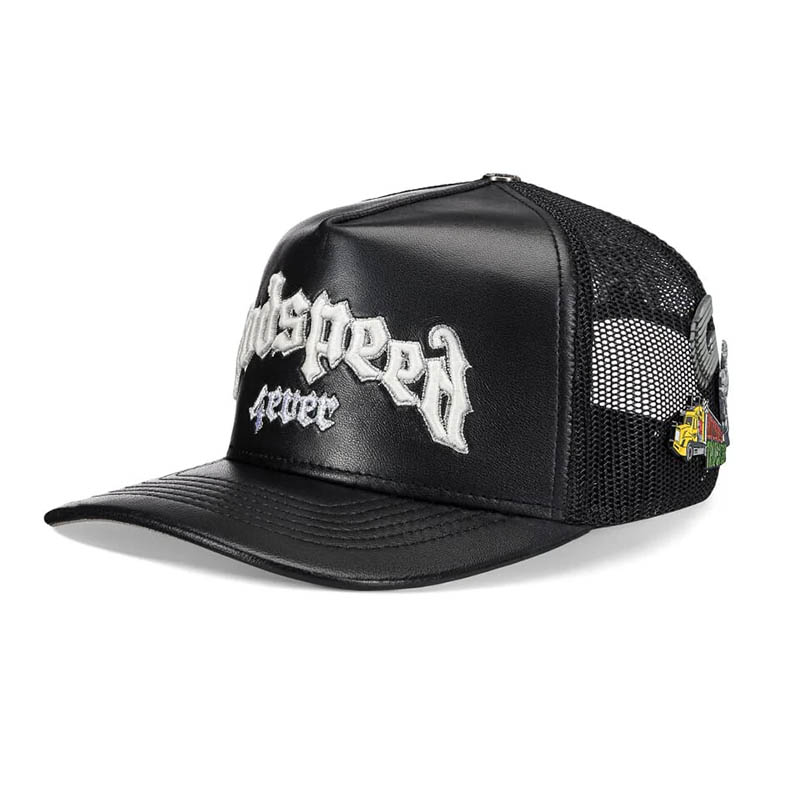 GS FOREVER PREMIUM LEATHER TRUCKER HAT -BLACK-