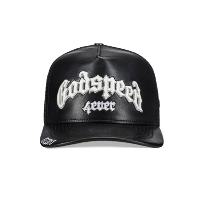 GS FOREVER PREMIUM LEATHER TRUCKER HAT -BLACK-