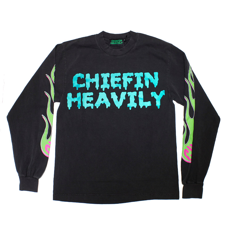CHIEFIN FLAME L/S T-SHIRT -BLACK-