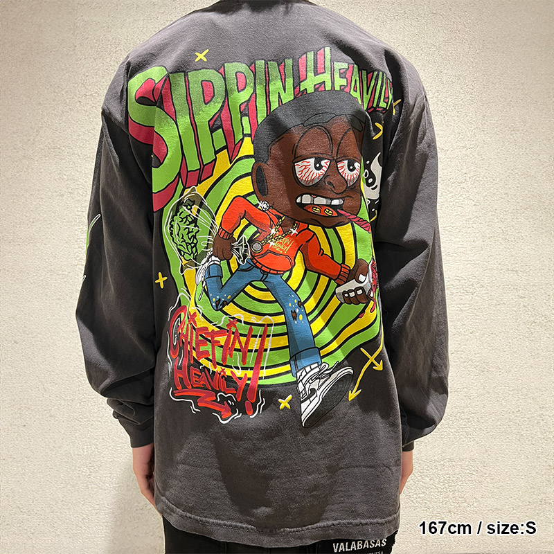 CHIEFIN FLAME L/S T-SHIRT -BLACK-