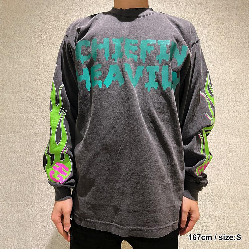 CHIEFIN FLAME L/S T-SHIRT -BLACK-