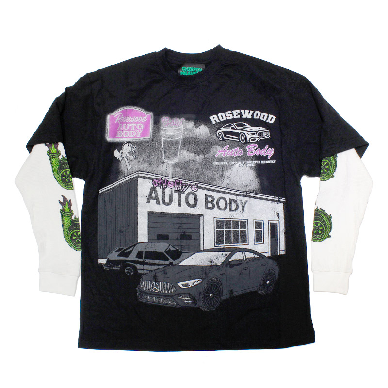 AUTO BODY LAYERD L/S T-SHIRT -BLACK-