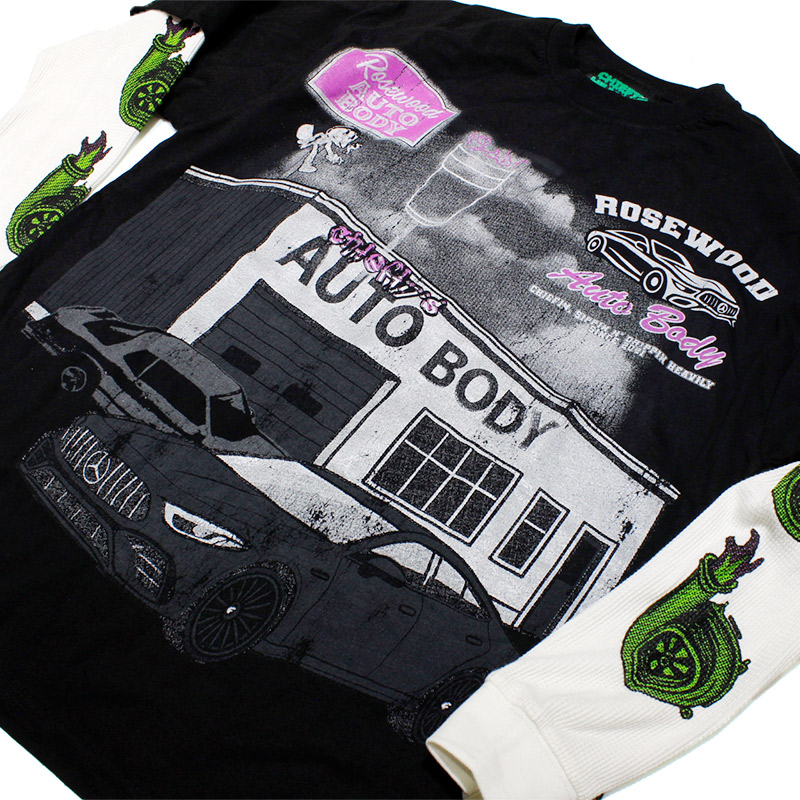 AUTO BODY LAYERD L/S T-SHIRT -BLACK-