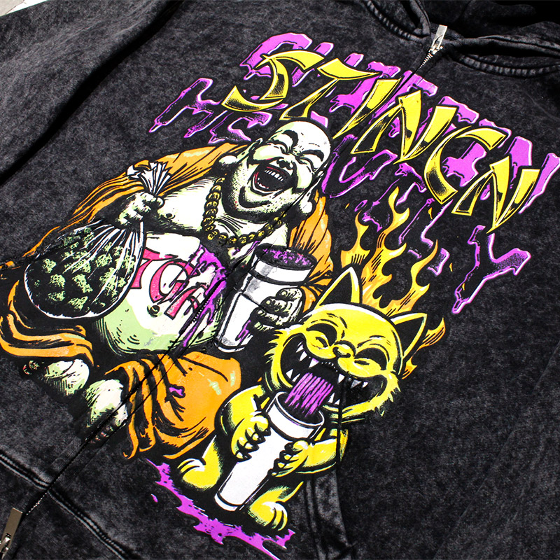 STINCN ZIP HOODIE -BLACK-