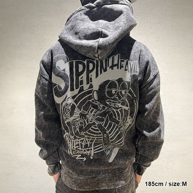 STINCN ZIP HOODIE -BLACK-