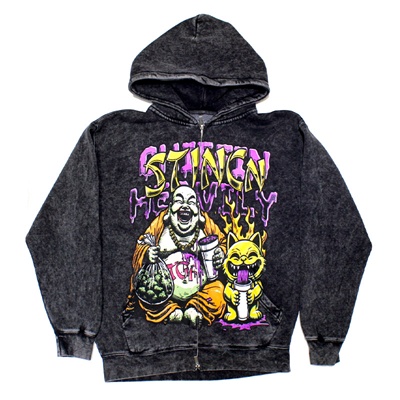 STINCN ZIP HOODIE -BLACK-