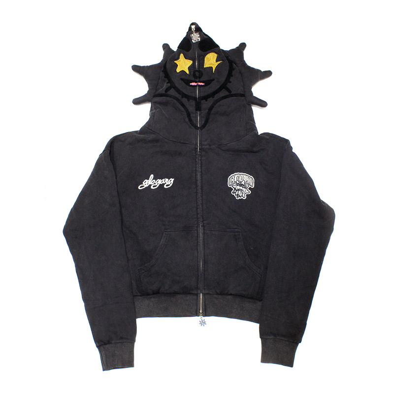 GLO MAN FULL ZIP PEARL RHINESTONE -BLACK-