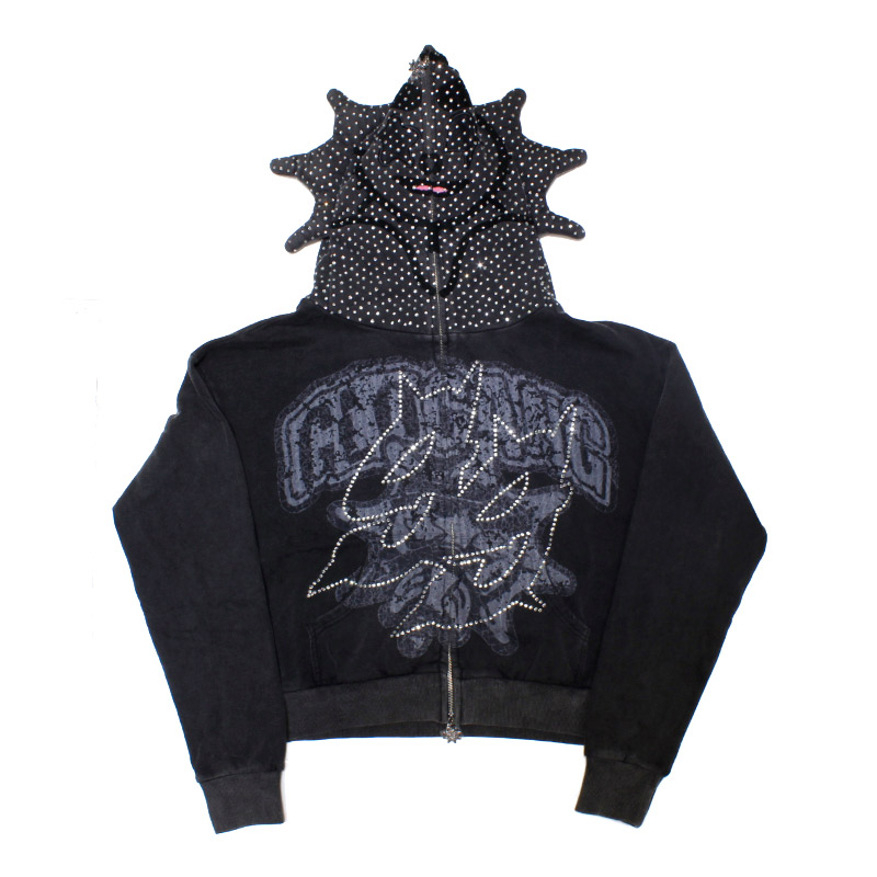 GG RHINESTONE GLO MAN FULL ZIP UP -BLACK-