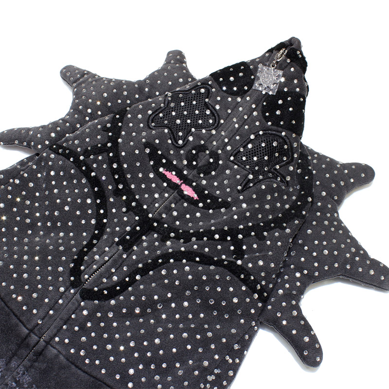 GG RHINESTONE GLO MAN FULL ZIP UP -BLACK-