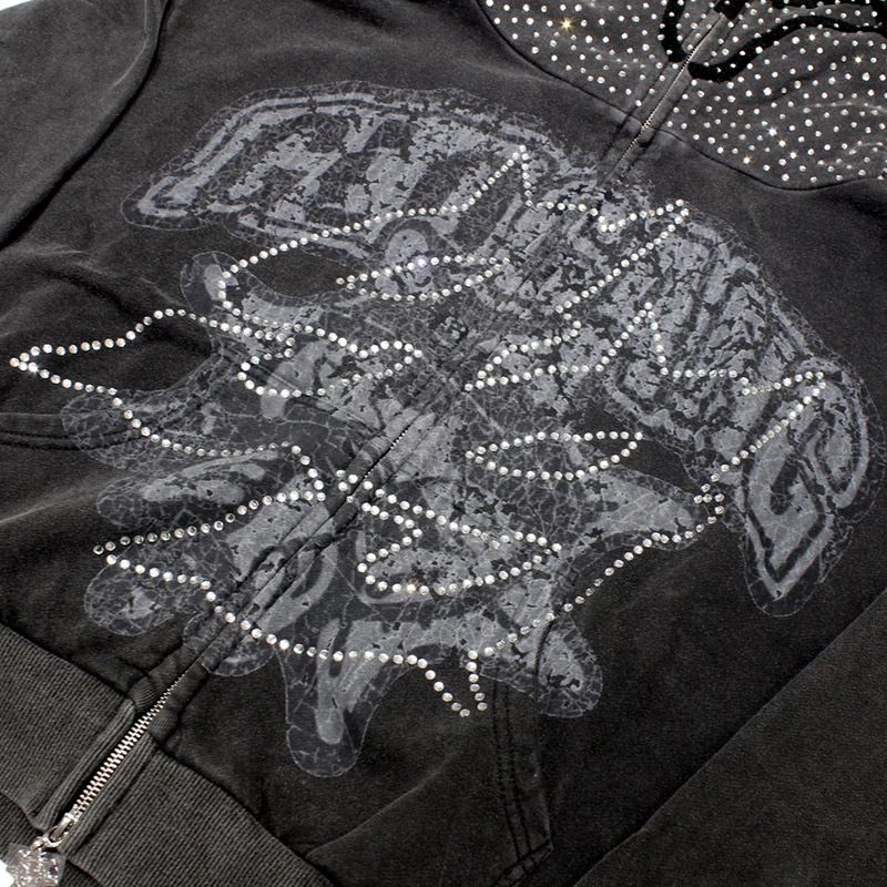 GG RHINESTONE GLO MAN FULL ZIP UP -BLACK-