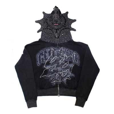 GG RHINESTONE GLO MAN FULL ZIP UP -BLACK-