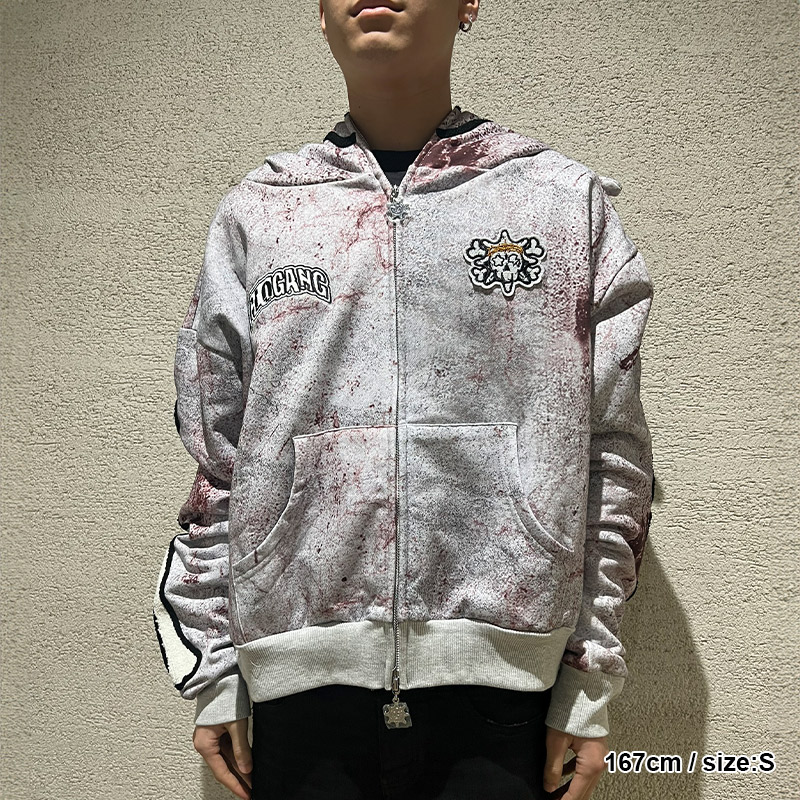 STAINING DAY FULL ZIP UP HOODIE -WHITE-