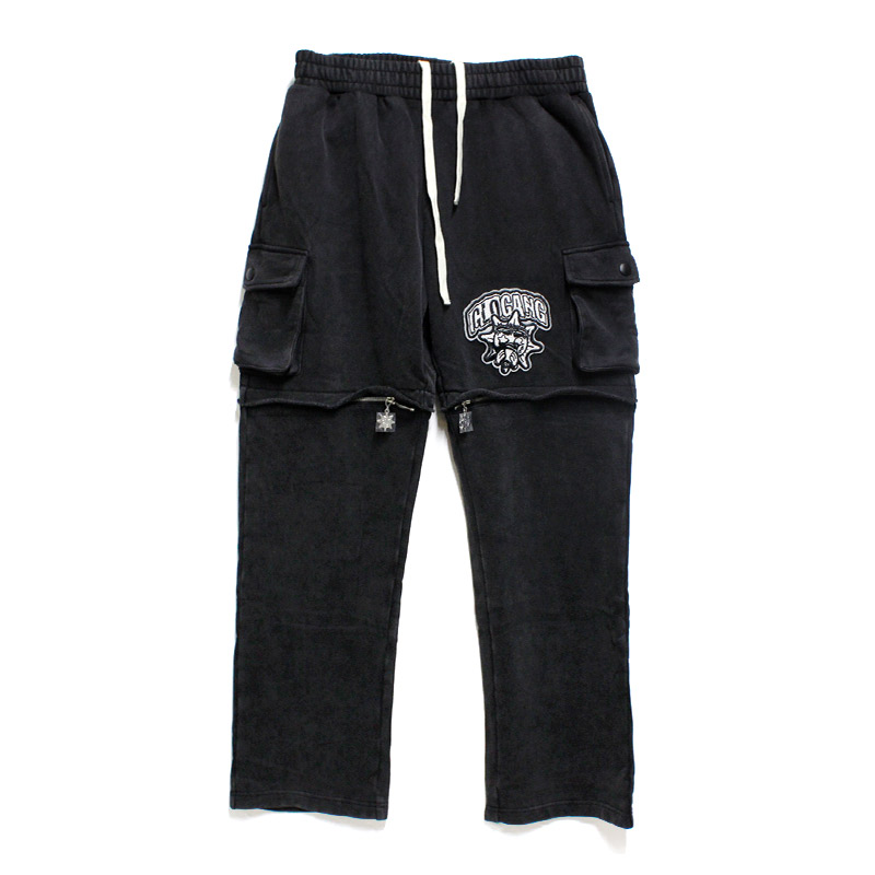 GLO GANG CARGO ZIP OFF SWEATPANTS -BLACK-