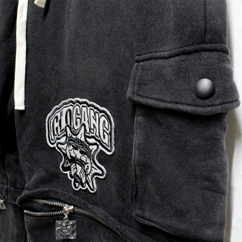 GLO GANG CARGO ZIP OFF SWEATPANTS -BLACK-