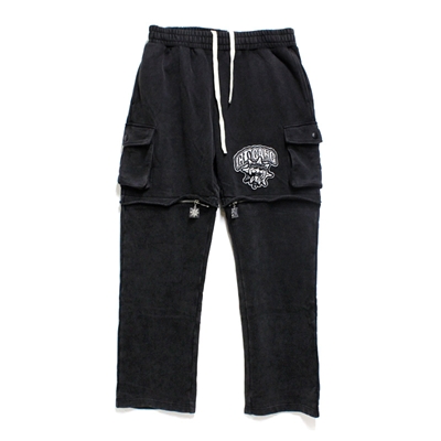 GLO GANG CARGO ZIP OFF SWEATPANTS -BLACK-