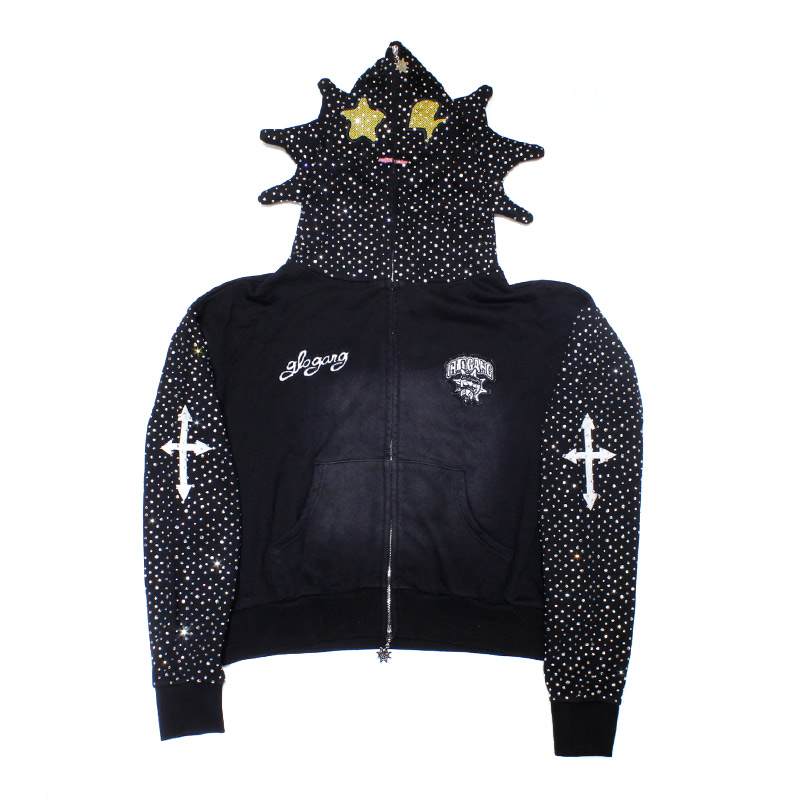GLO GANG FULL ZIP UP HOODIE -BLACK-