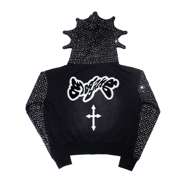 GLO GANG FULL ZIP UP HOODIE -BLACK-