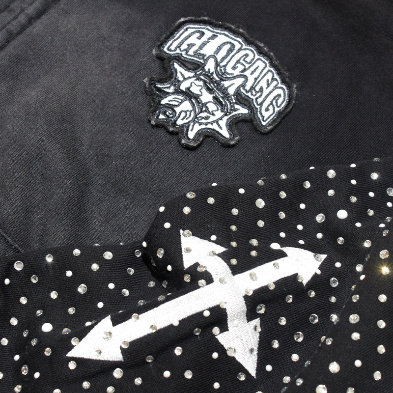 GLO GANG FULL ZIP UP HOODIE -BLACK-