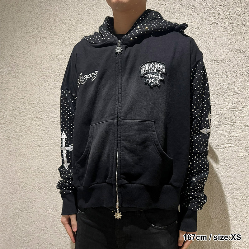 GLO GANG FULL ZIP UP HOODIE -BLACK-